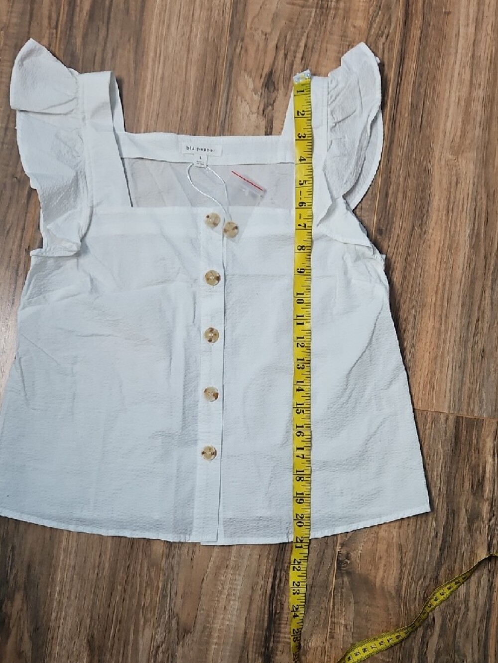 Blu Pepper White Top with Subtle Ruffle Detail Small - Picture 7 of 7